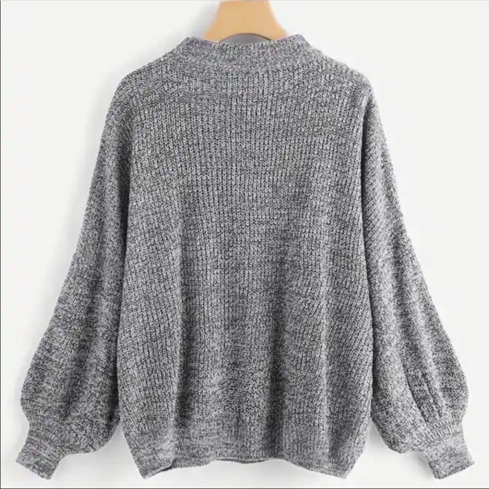 Plus gray marled knit Dolman sleeve sweater - Picture 2 of 5